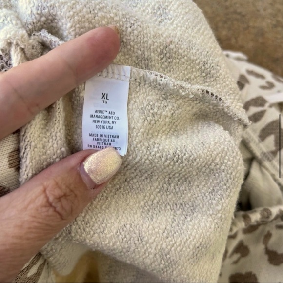 Aerie Sandy Cheetah Oversized Soft Terry-Lined Lounge Pajamas, Top L, Bottom XL - Picture 7 of 10